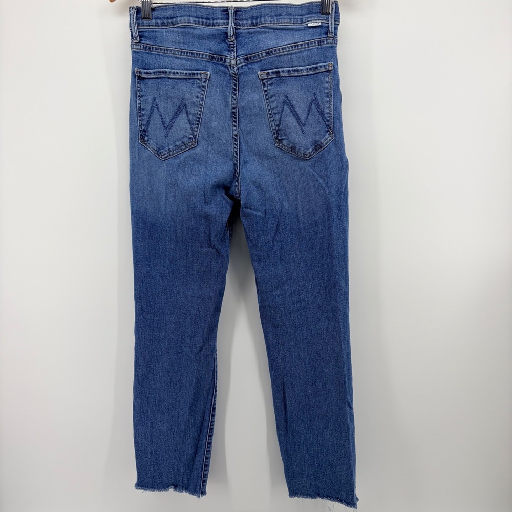 MOTHER The Swooner Rascal Hover Jeans Healing Jar High Rise Blue Raw Hem Size 30 - Picture 3 of 9